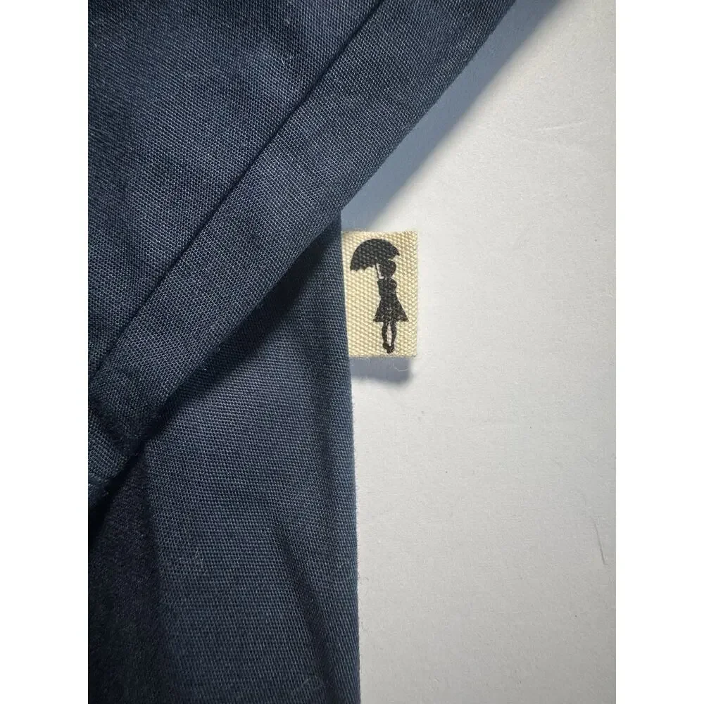 Lacey Lane Girls 4 Navy Cotton Button Front Tie Blouse